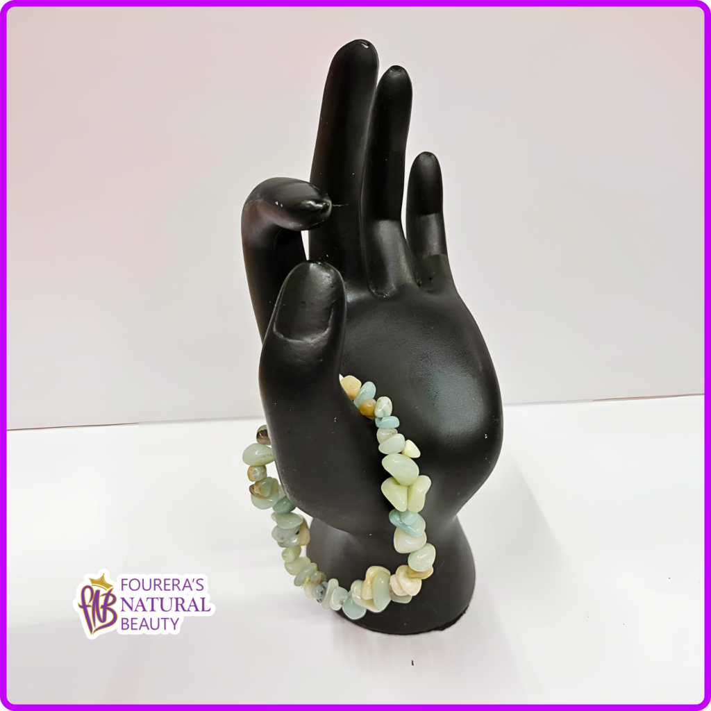 photo of Amazonite gemstone polished stone bracelet