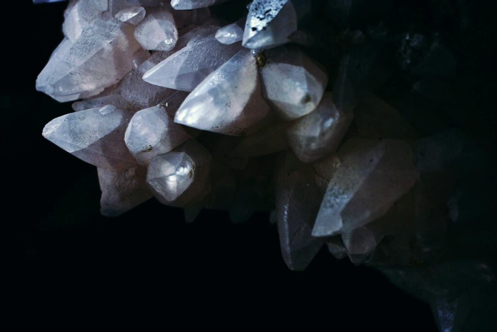 photo of crystals on black bkgd